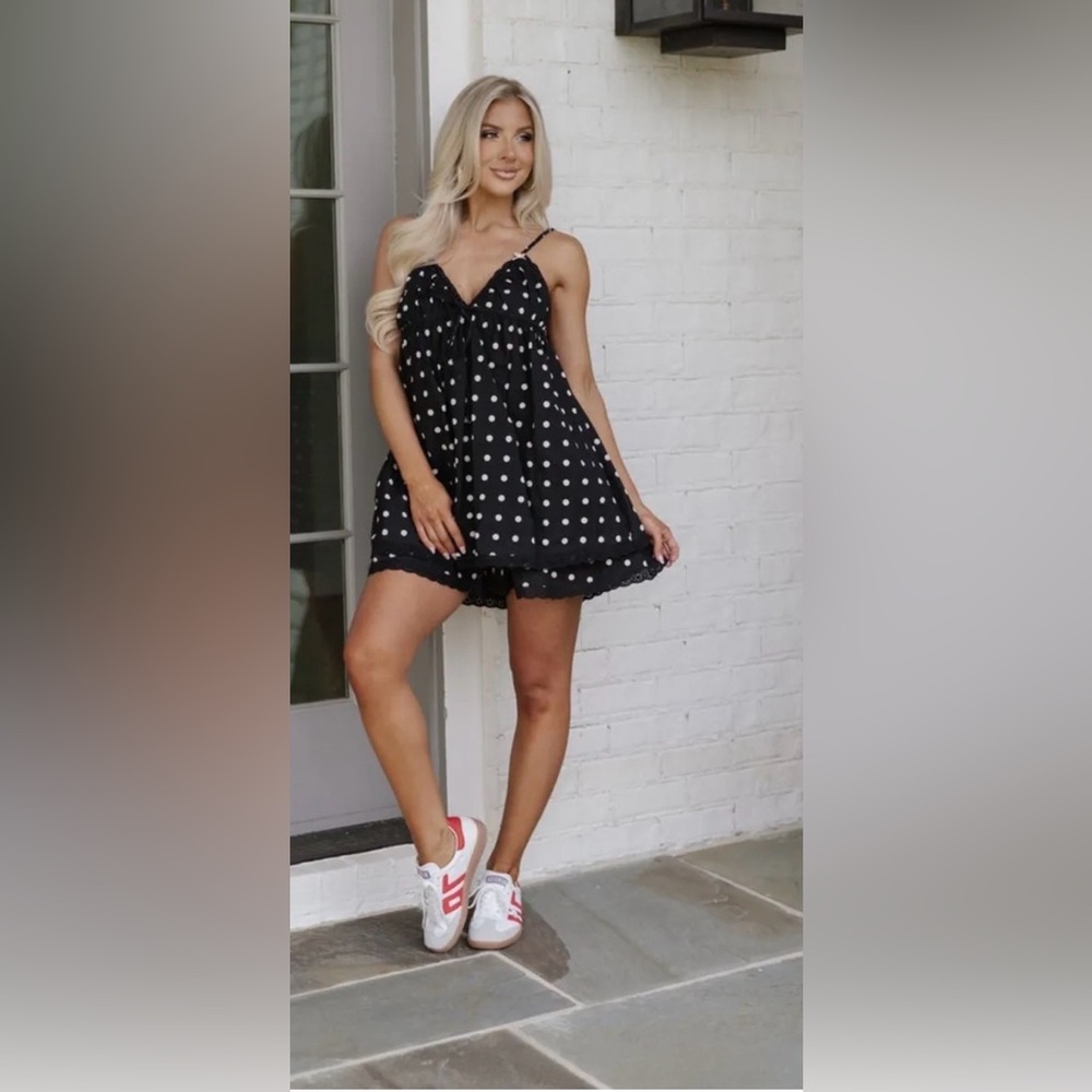 Black and White Summer/Spring Polka Dot Game Day Mini Dress